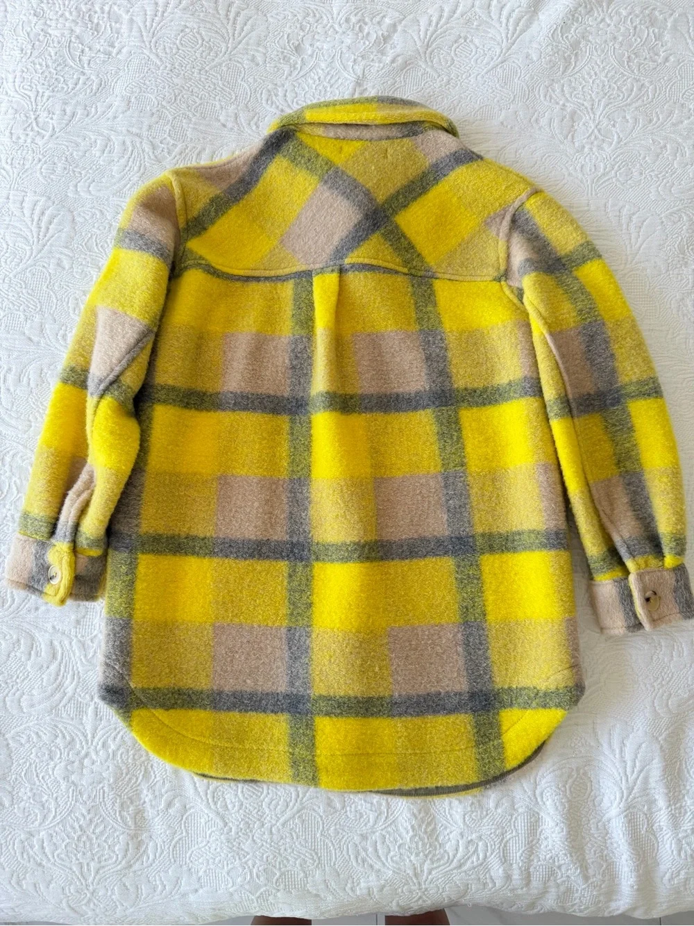 Zara Yellow Plaid Kids Pea Coat 13-14 y.o.